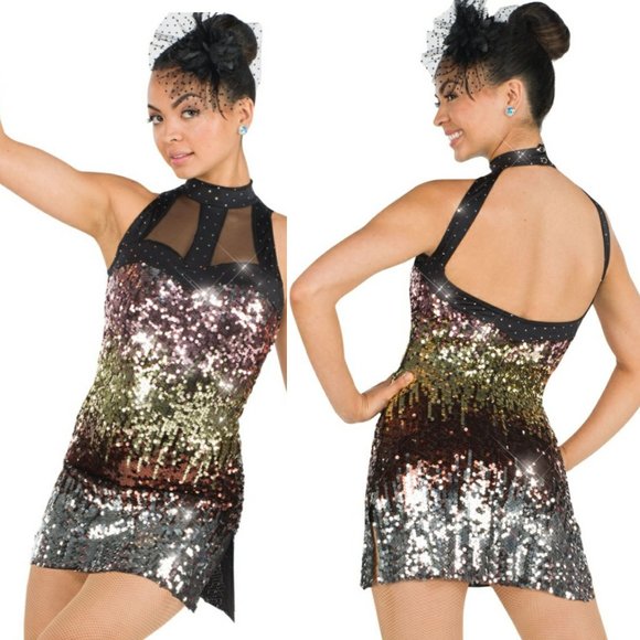 Sequin Mini Dress | Backless Halter Rose Gold | Small - Picture 1 of 14